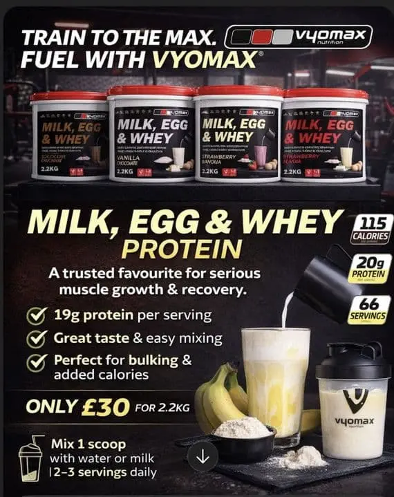 Vyomax Milk, Egg & Whey Strawberry Flavour 2.2kg